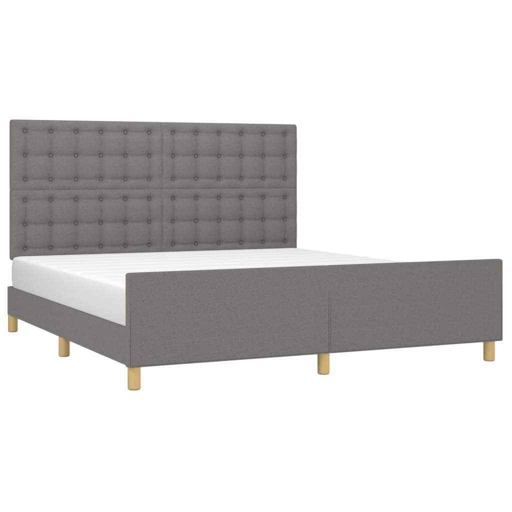 Cadre de lit sans matelas gris foncé 160x200 cm tissu