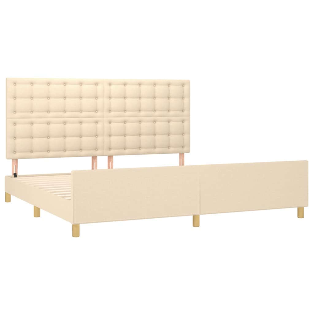 Cadre de lit sans matelas crème 200x200 cm tissu