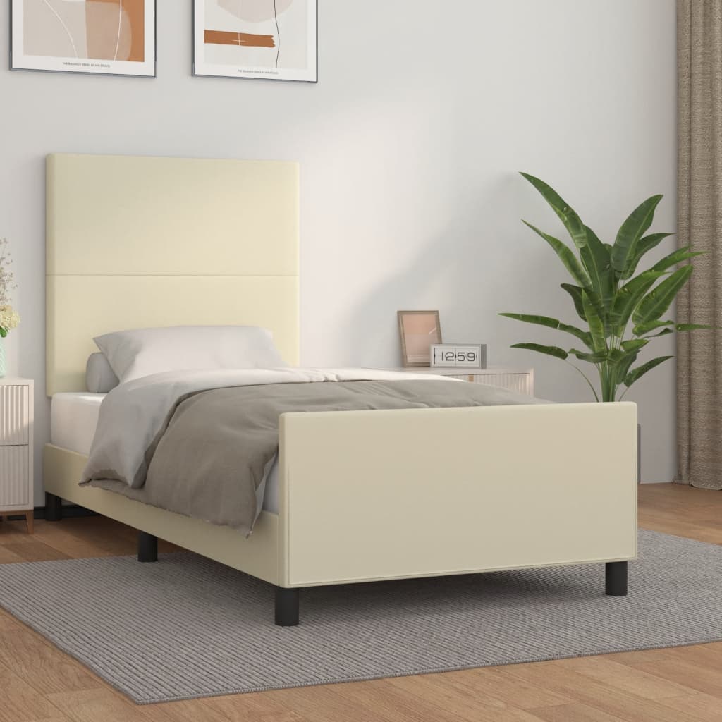 Cadre de lit sans matelas crème 80x200 cm similicuir - XIOS