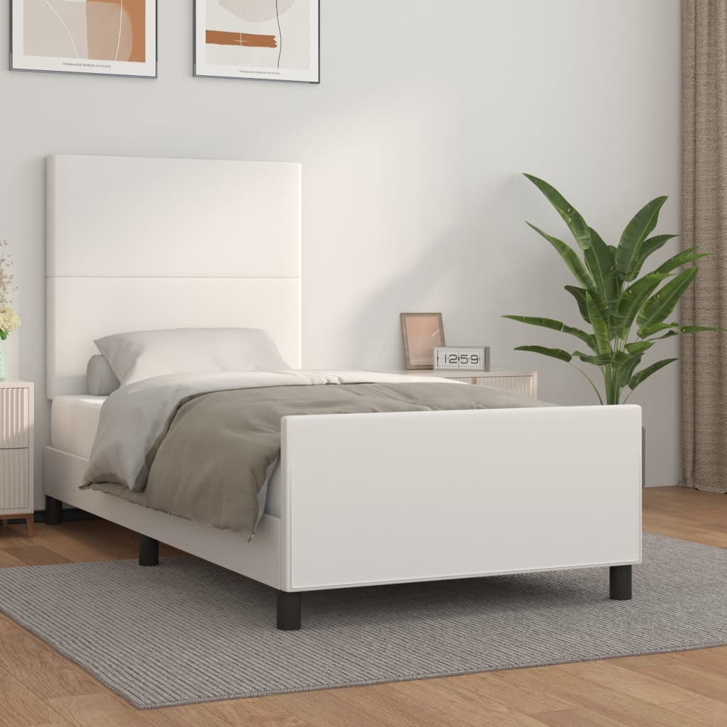 Cadre de lit sans matelas blanc 90x190 cm similicuir - XIOS