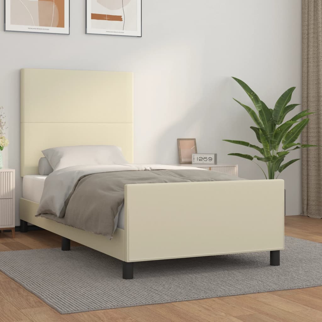Cadre de lit sans matelas crème 100x200 cm similicuir