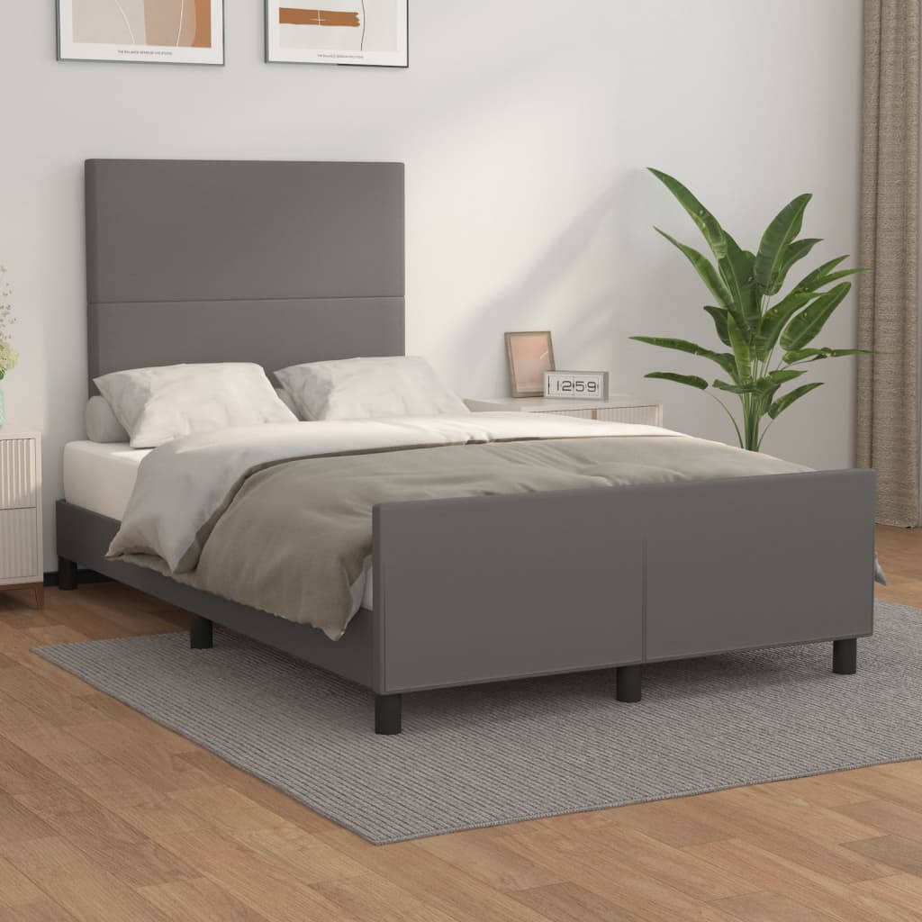 Cadre de lit sans matelas gris 120x200 cm similicuir - XIOS