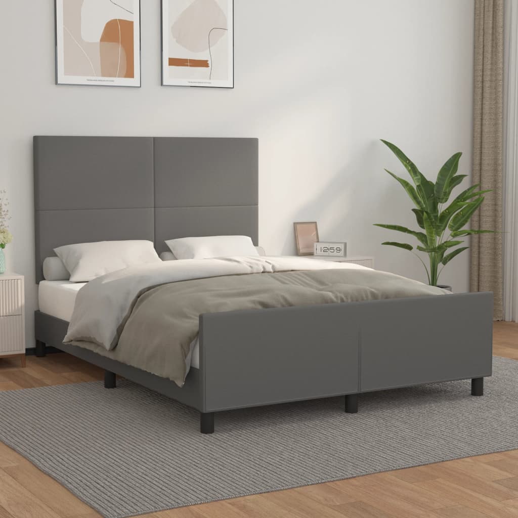Cadre de lit sans matelas gris 140x190 cm similicuir - XIOS