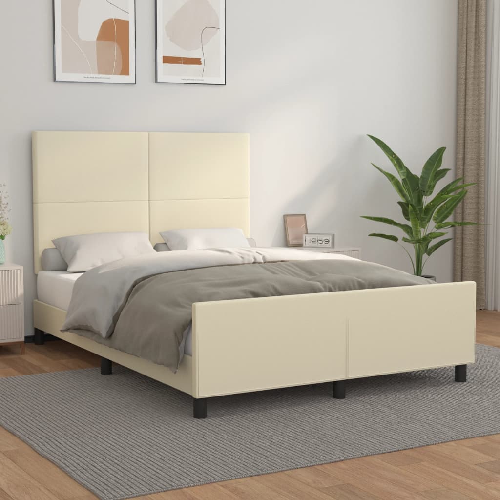 Cadre de lit sans matelas crème 140x200 cm similicuir - XIOS