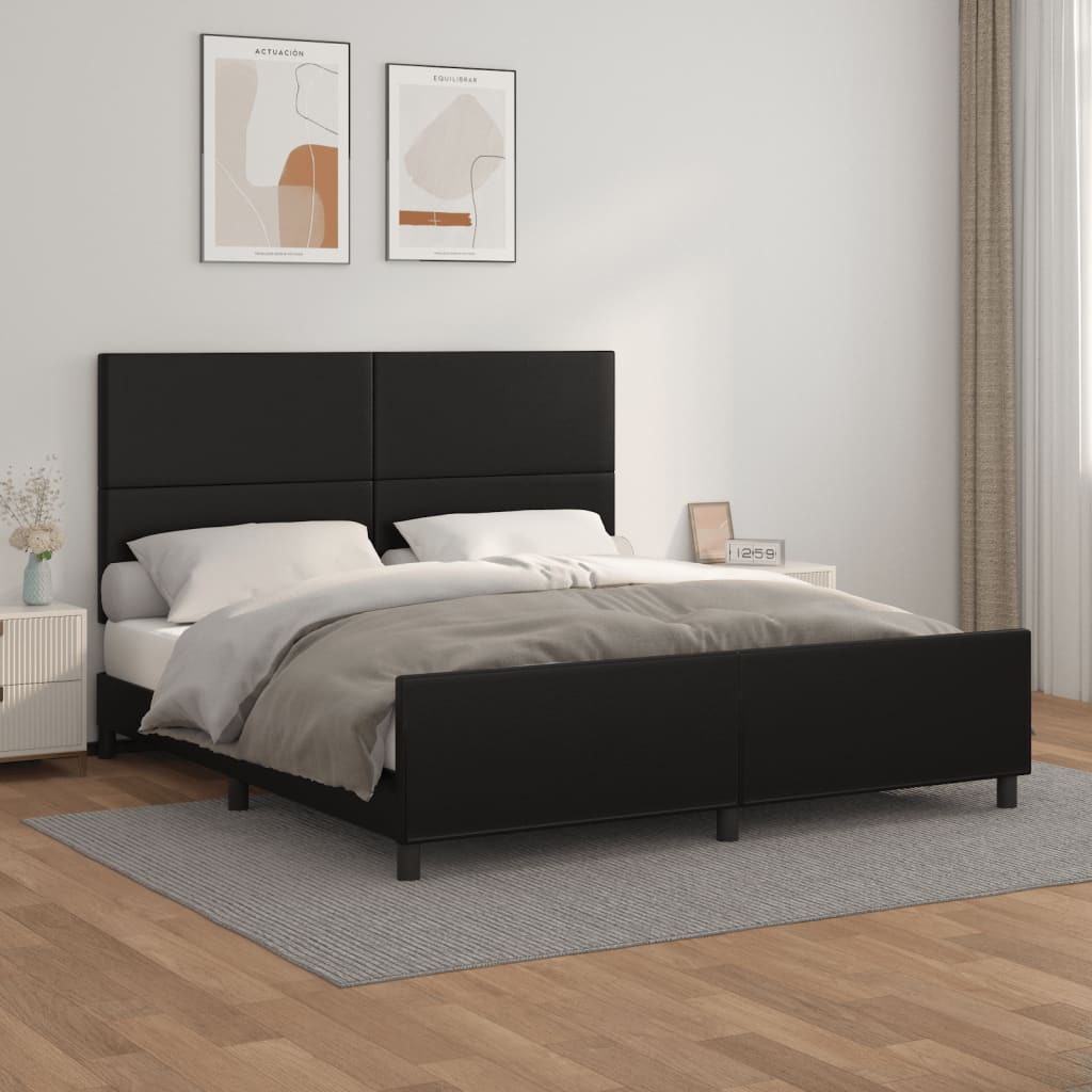 Cadre de lit sans matelas noir 160x200 cm similicuir - XIOS