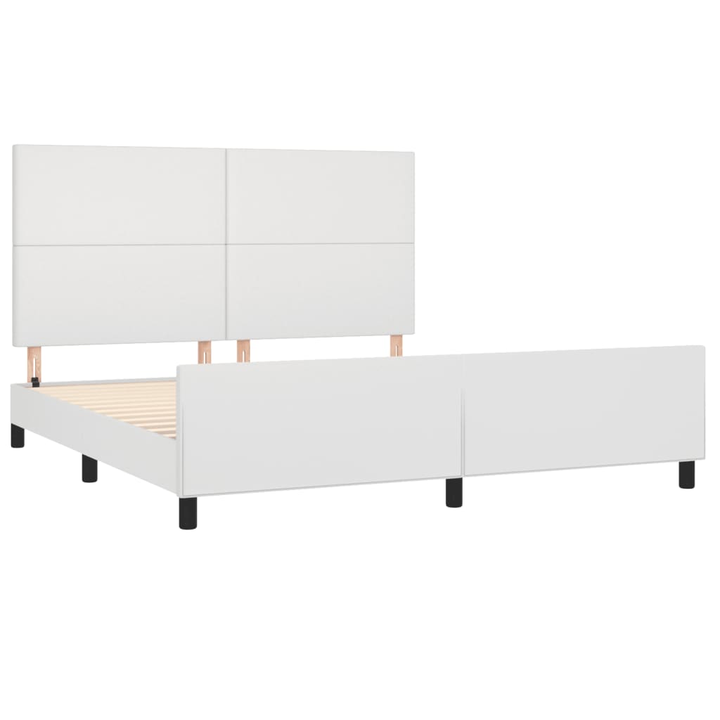 Cadre de lit sans matelas blanc 160x200 cm similicuir - XIOS
