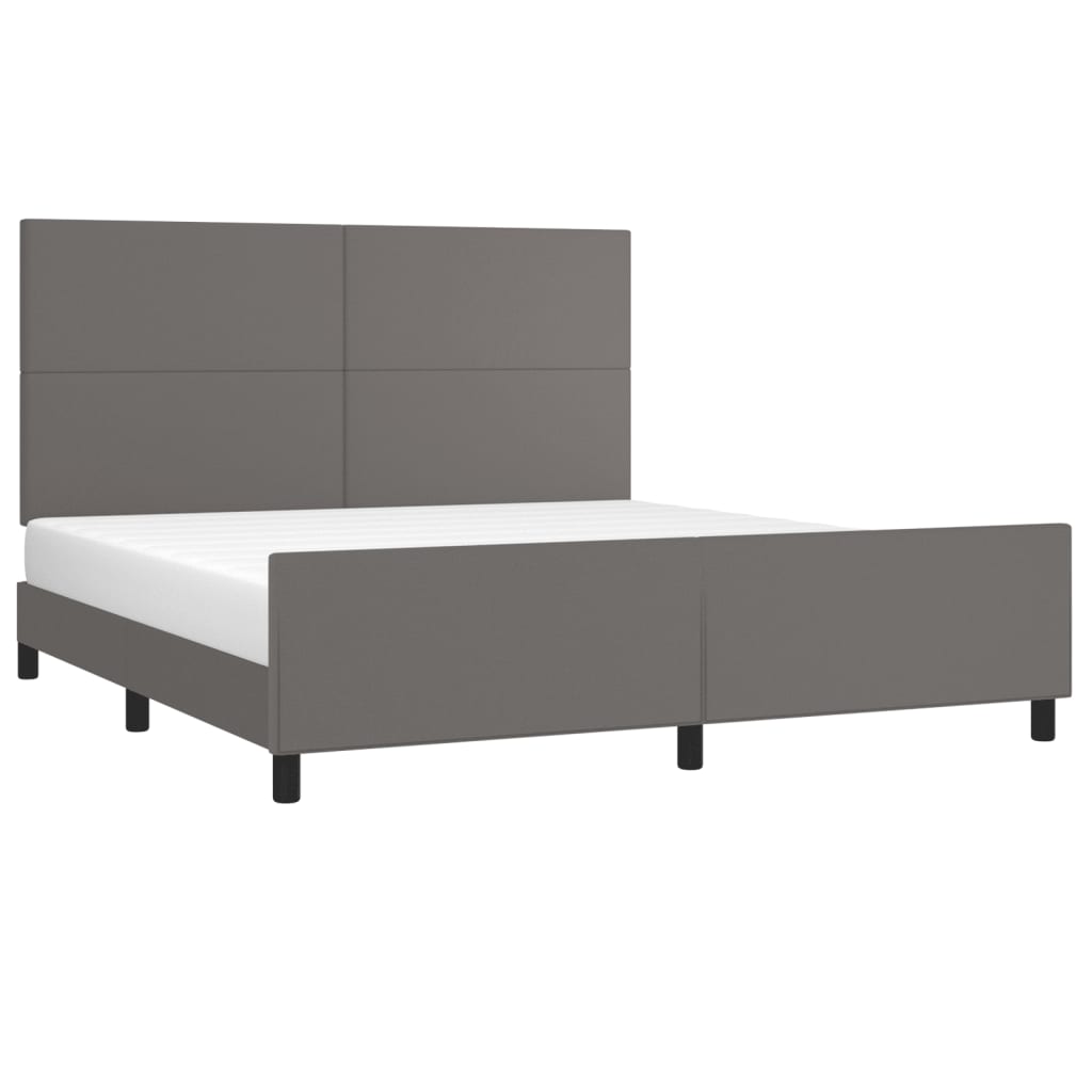 Cadre de lit sans matelas gris similicuir - XIOS