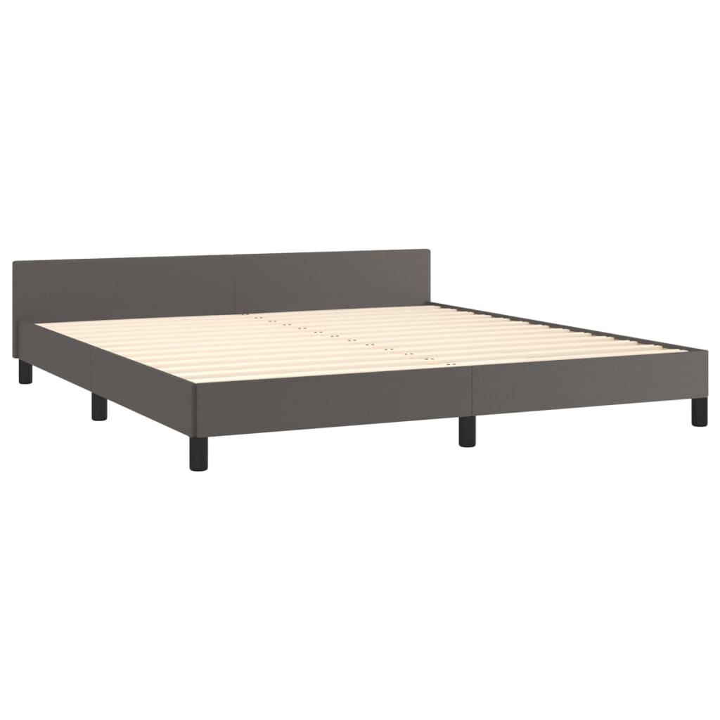 Cadre de lit sans matelas gris similicuir - XIOS