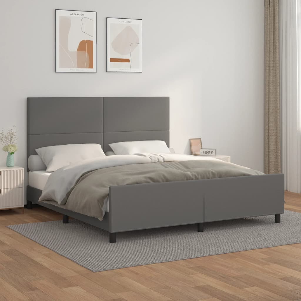Cadre de lit sans matelas gris similicuir - XIOS