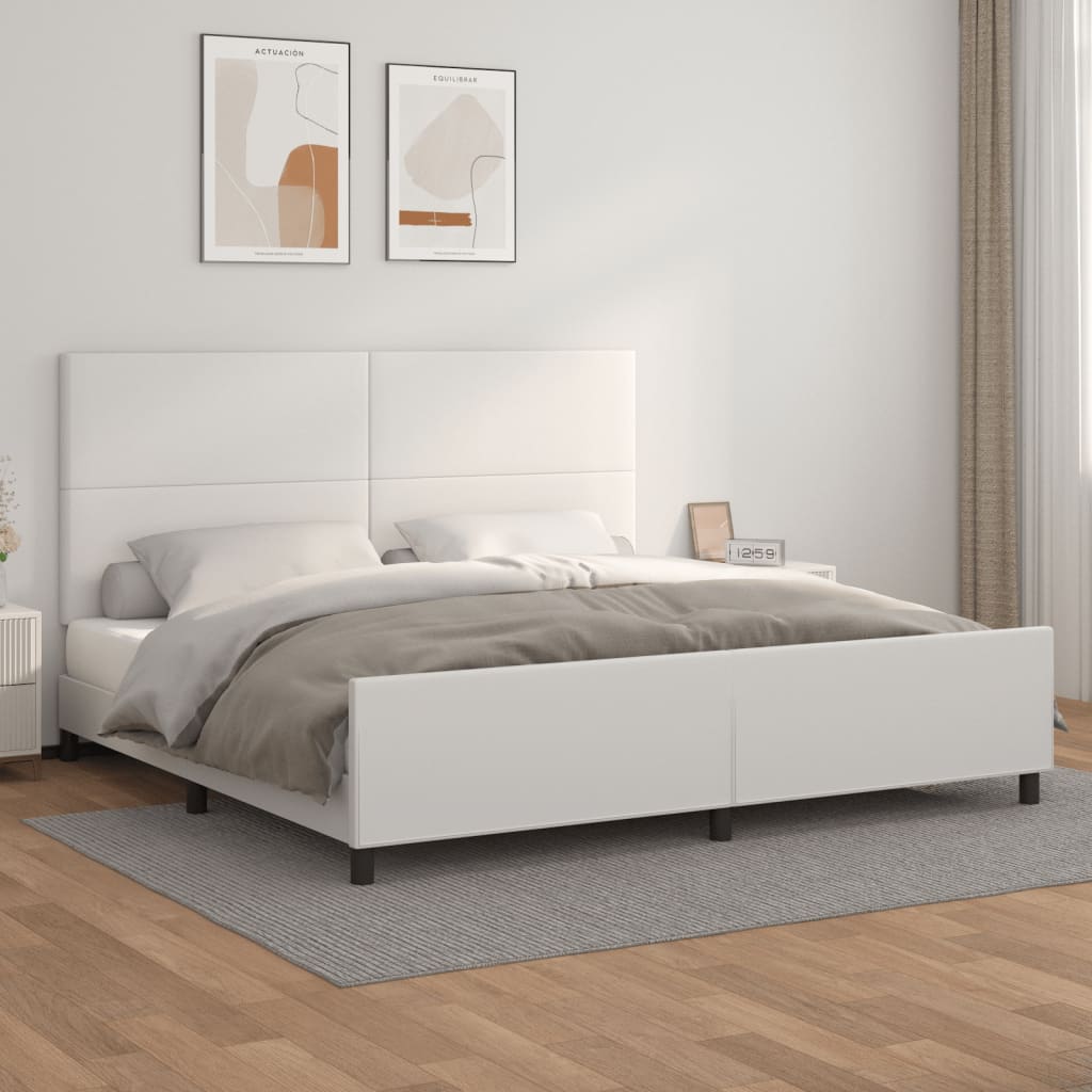 Cadre de lit sans matelas blanc 200x200 cm similicuir - XIOS