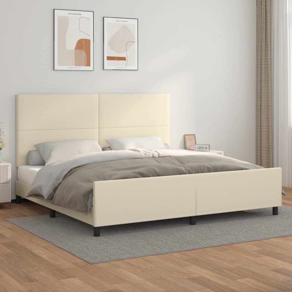 Cadre de lit sans matelas crème 200x200 cm similicuir - XIOS