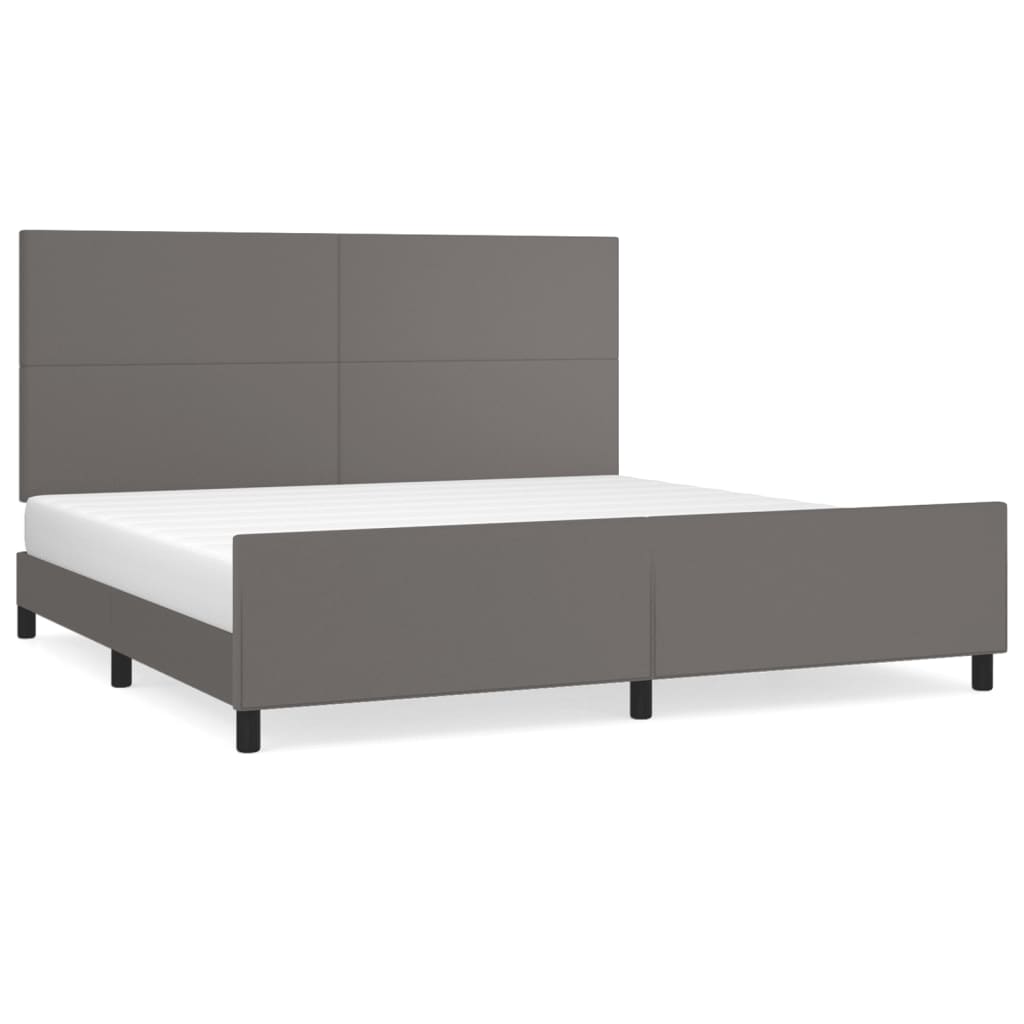 Cadre de lit sans matelas gris 200x200 cm similicuir - XIOS