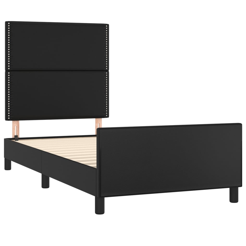 Cadre de lit sans matelas noir 90x190 cm similicuir - XIOS