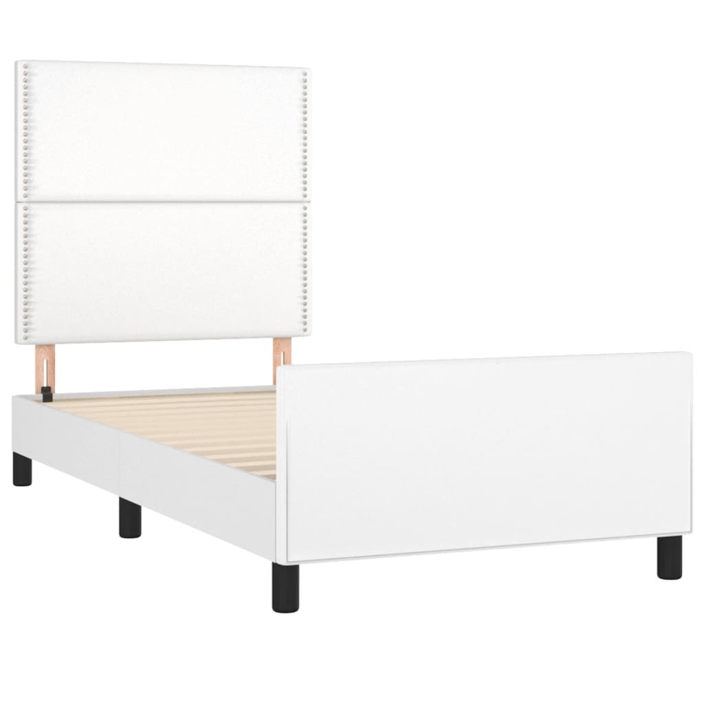 Cadre de lit sans matelas blanc 90x190 cm similicuir - XIOS