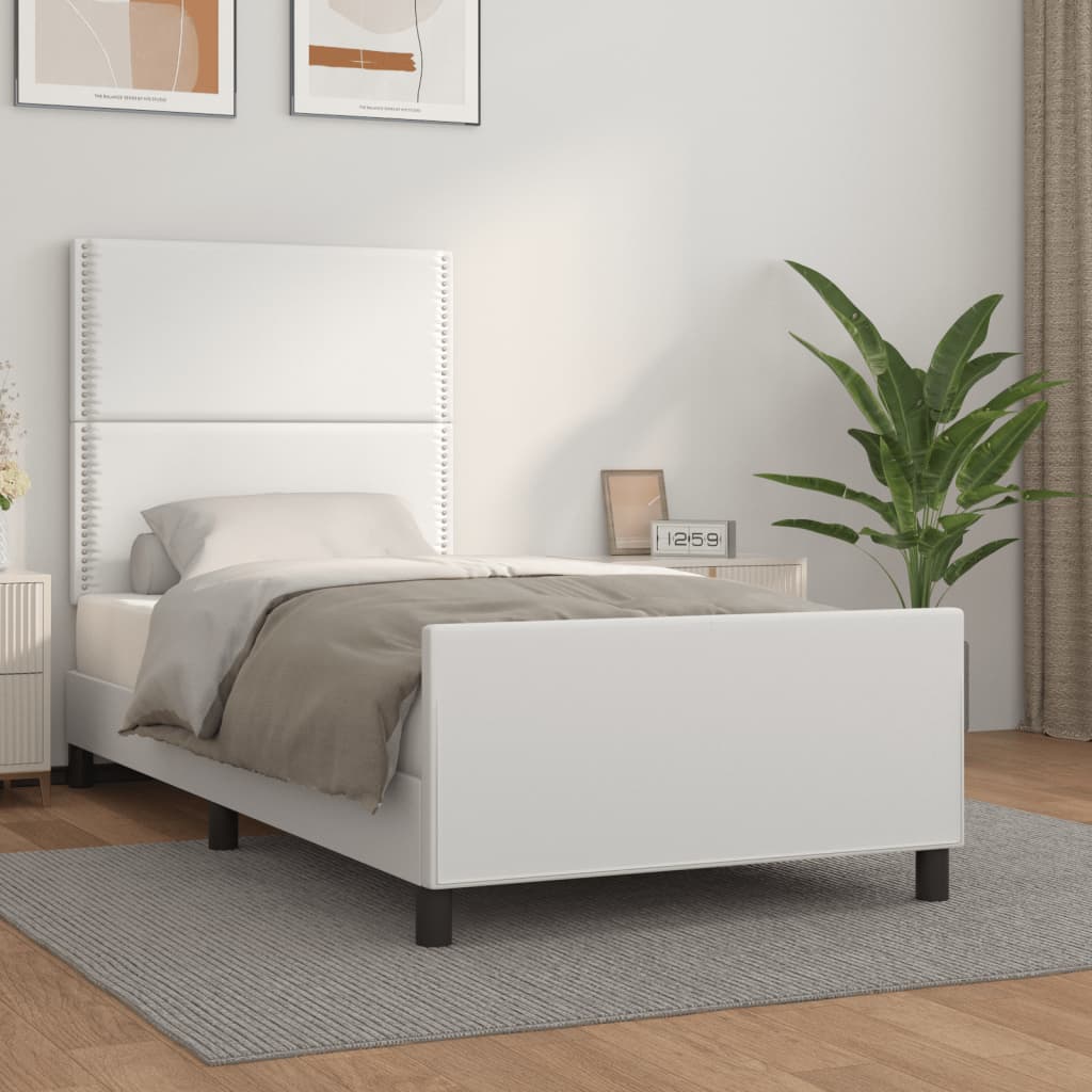 Cadre de lit sans matelas blanc 100x200 cm similicuir - XIOS
