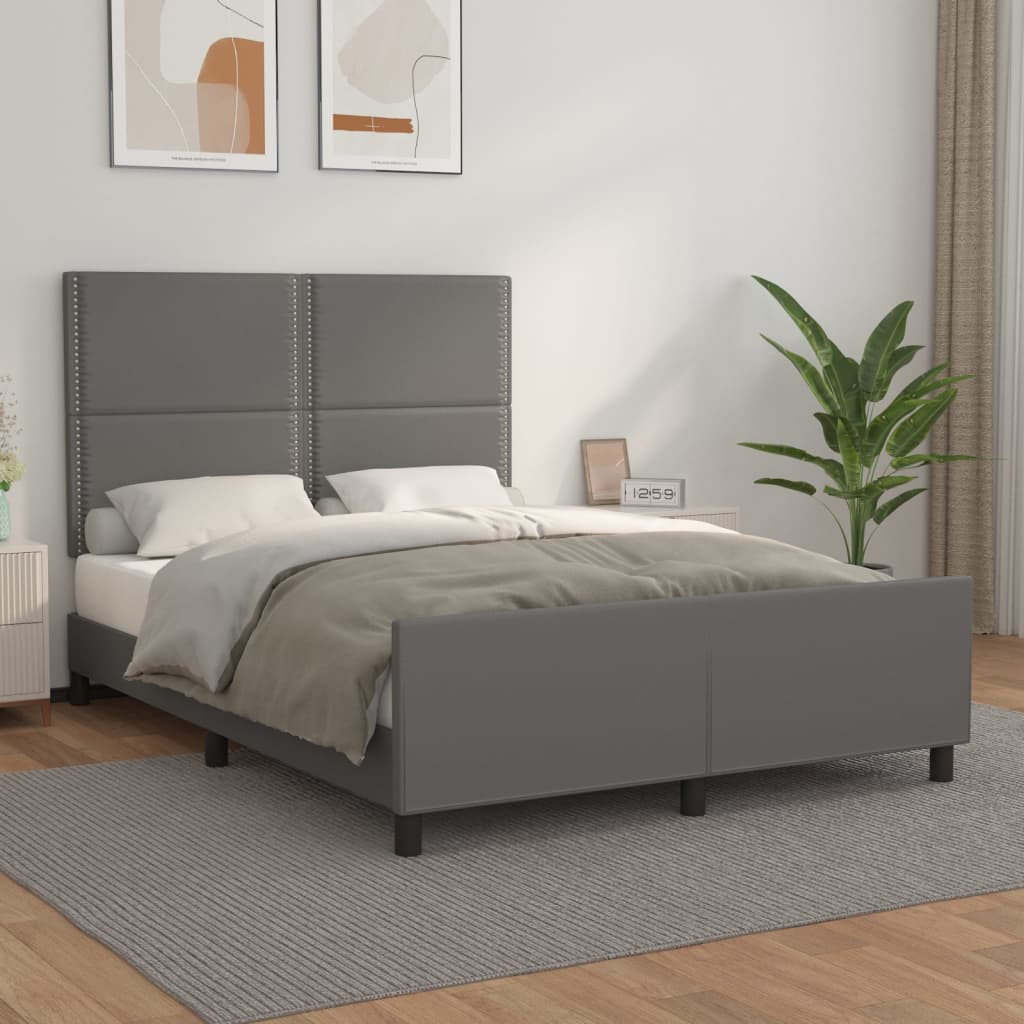 Cadre de lit sans matelas gris 140x190 cm similicuir - XIOS
