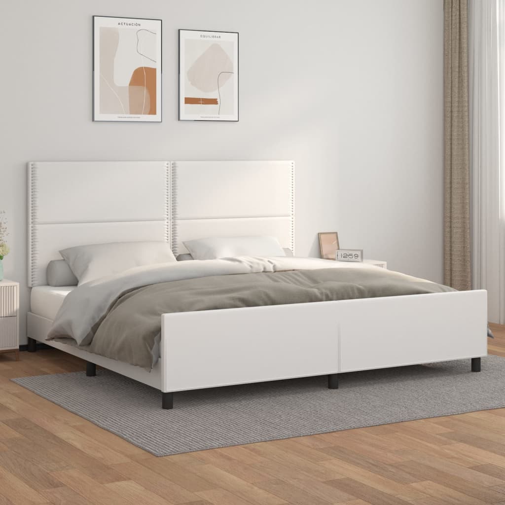 Cadre de lit sans matelas blanc 200x200 cm similicuir - XIOS