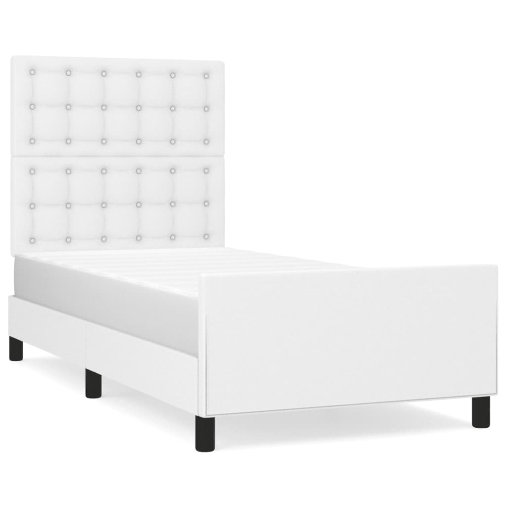 Cadre de lit sans matelas blanc 90x190 cm similicuir - XIOS