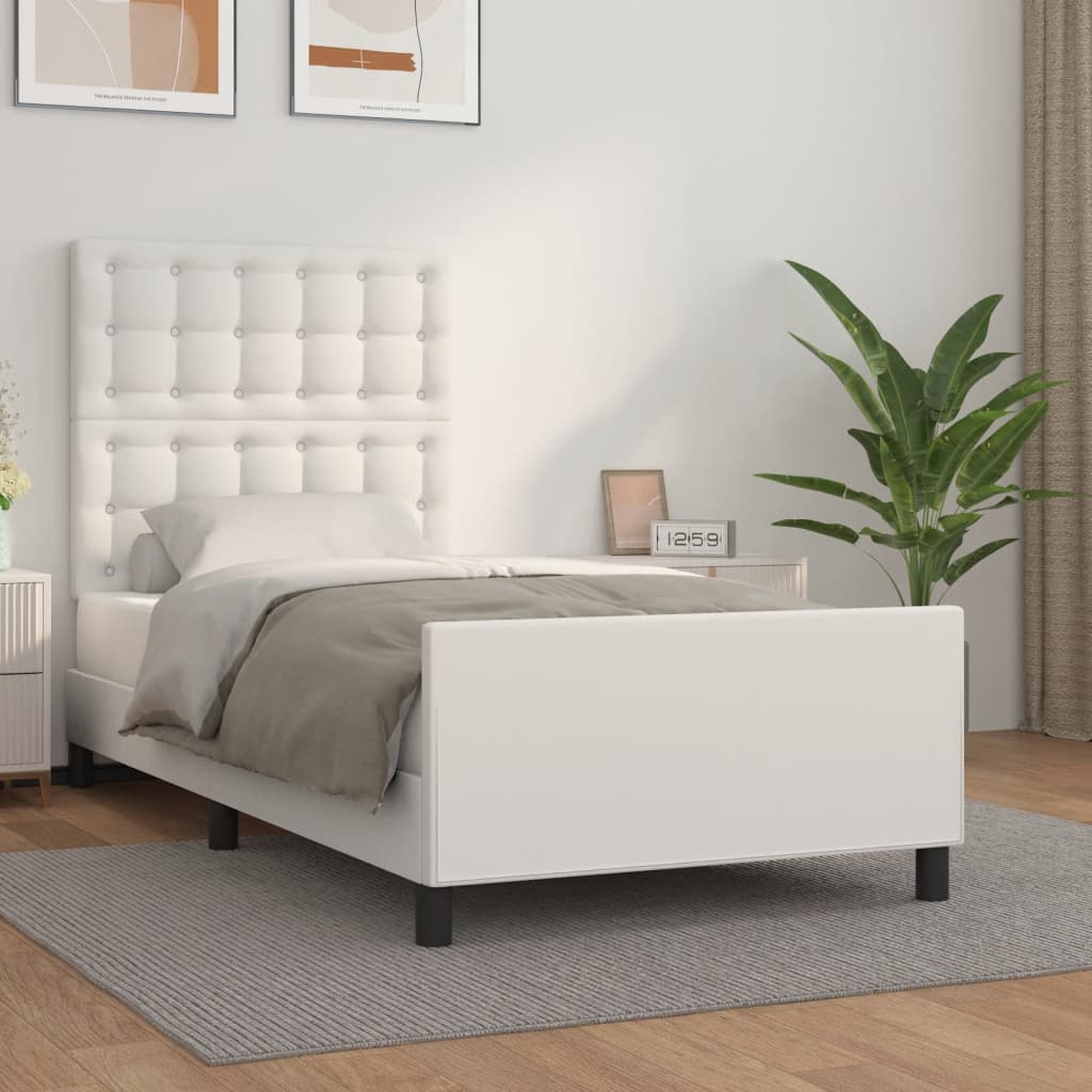 Cadre de lit sans matelas blanc 90x190 cm similicuir - XIOS
