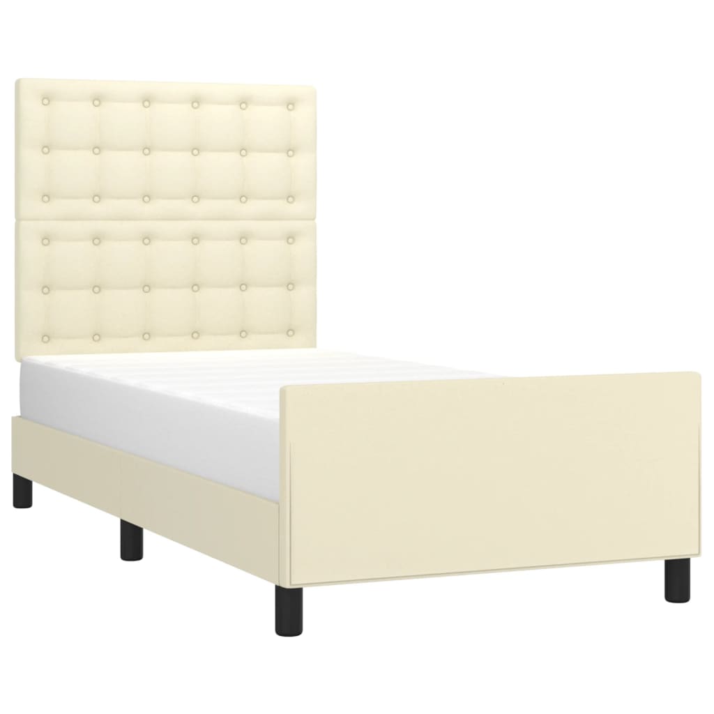 Cadre de lit sans matelas crème 90x190 cm similicuir - XIOS