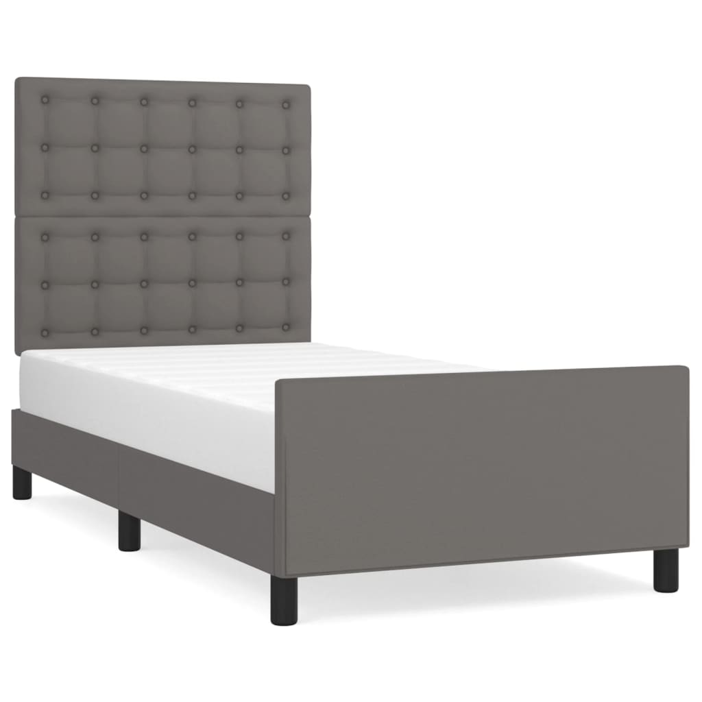 Cadre de lit sans matelas gris 100x200 cm similicuir - XIOS