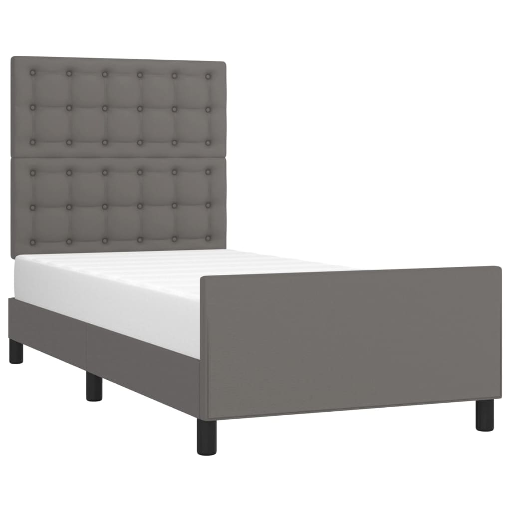 Cadre de lit sans matelas gris 100x200 cm similicuir - XIOS