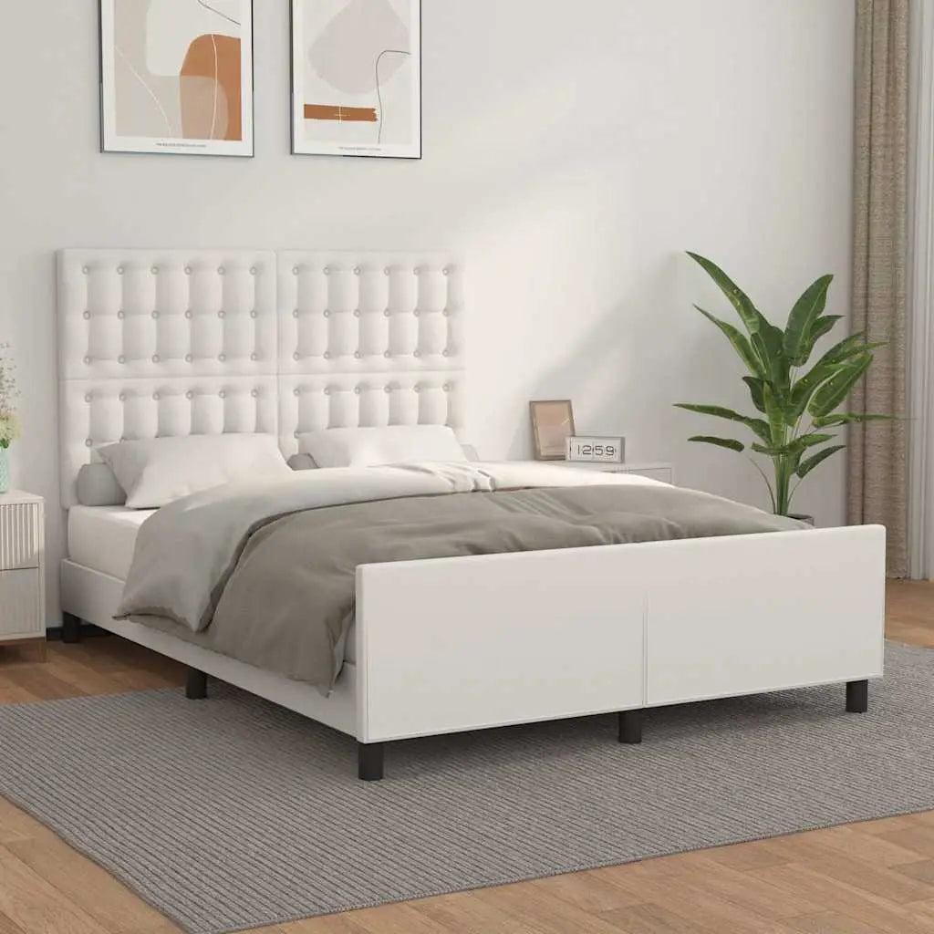 Cadre de lit sans matelas blanc 140x190 cm similicuir - XIOS