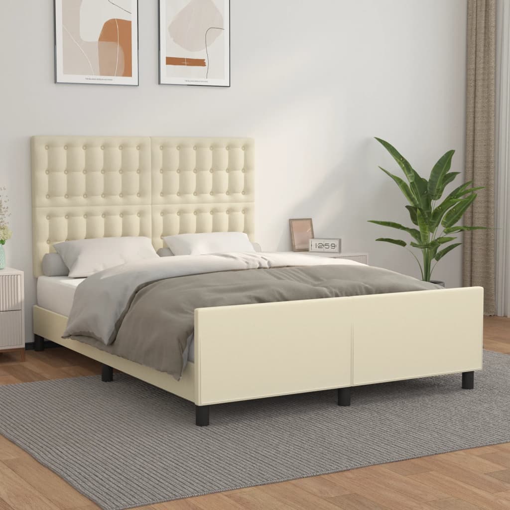 Cadre de lit sans matelas crème 140x190 cm similicuir - XIOS