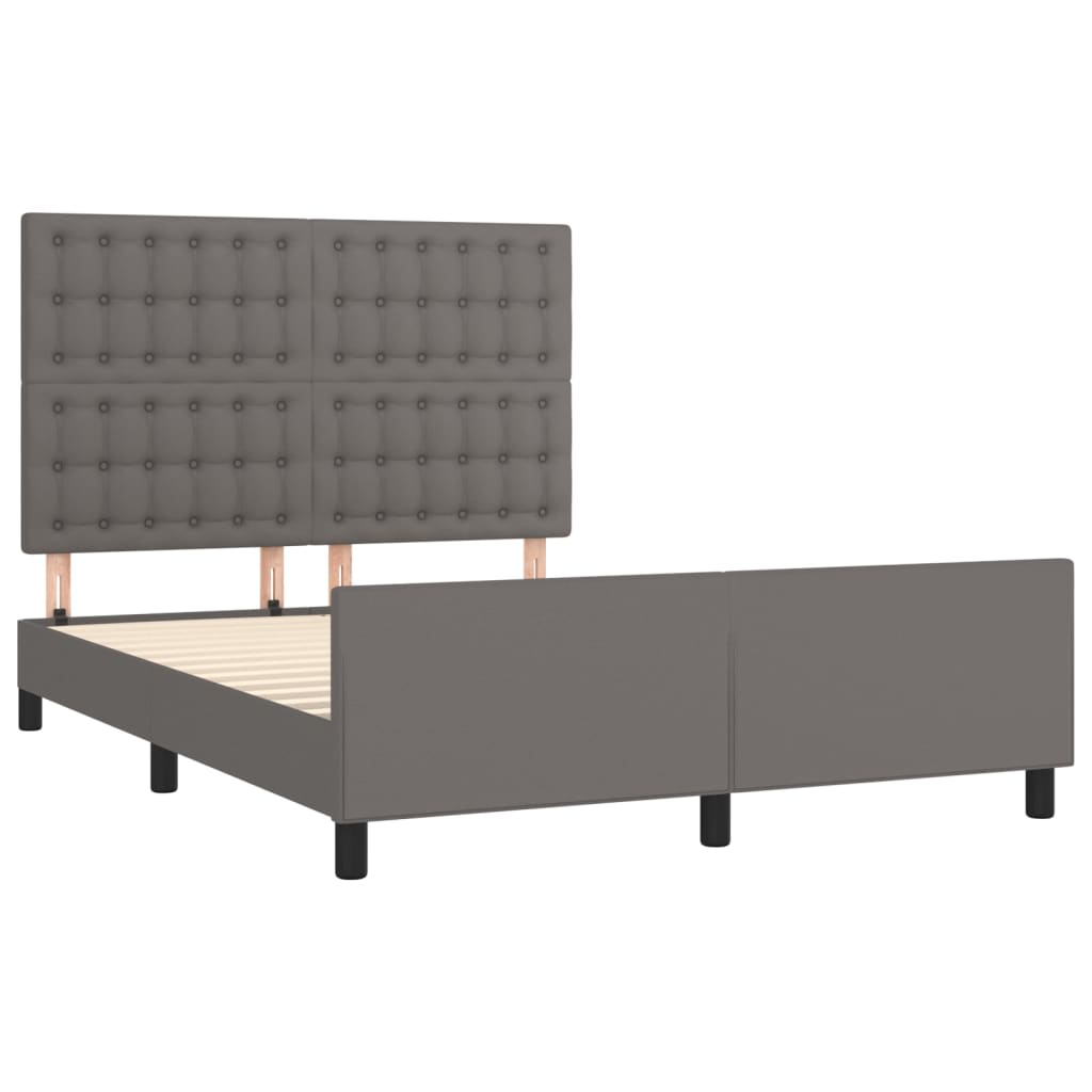 Cadre de lit sans matelas gris 140x190 cm similicuir - XIOS