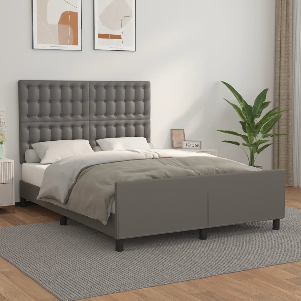 Cadre de lit sans matelas gris 140x190 cm similicuir - XIOS