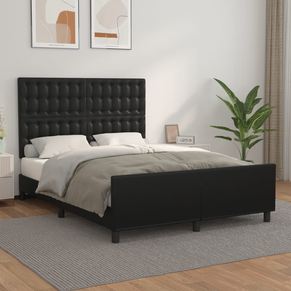 Cadre de lit sans matelas noir 140x200 cm similicuir - XIOS