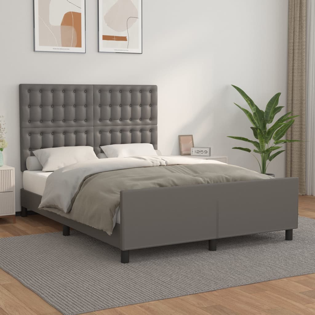 Cadre de lit sans matelas gris 140x200 cm similicuir - XIOS