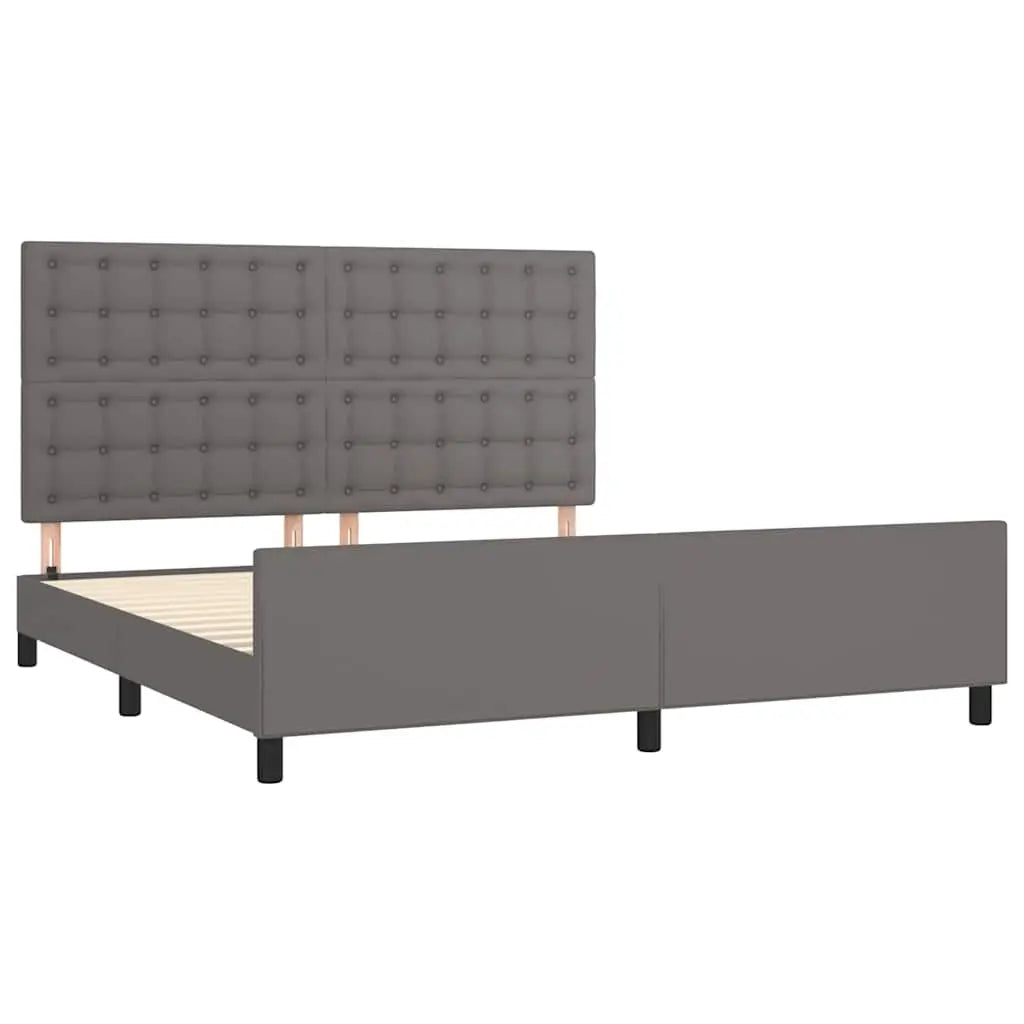 Cadre de lit sans matelas gris 160x200 cm similicuir - XIOS