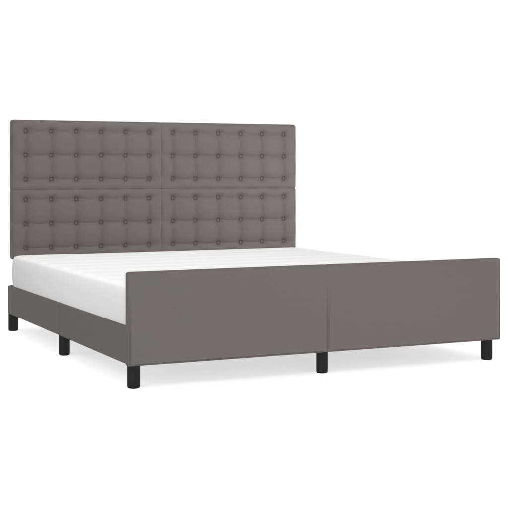 Cadre de lit sans matelas gris similicuir - XIOS