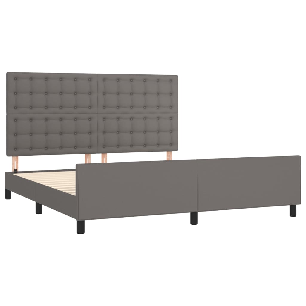 Cadre de lit sans matelas gris similicuir - XIOS