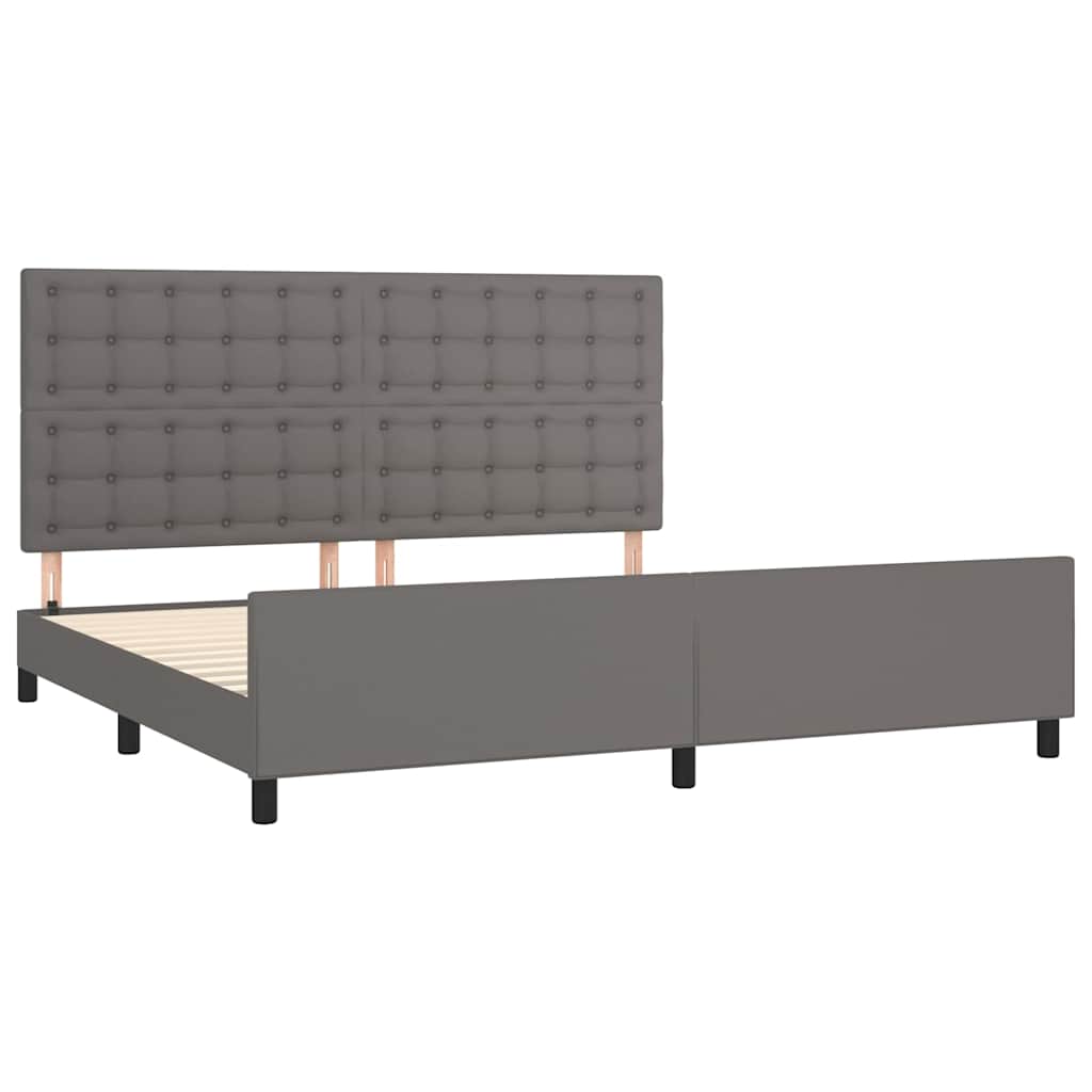 Cadre de lit sans matelas gris 200x200 cm similicuir - XIOS