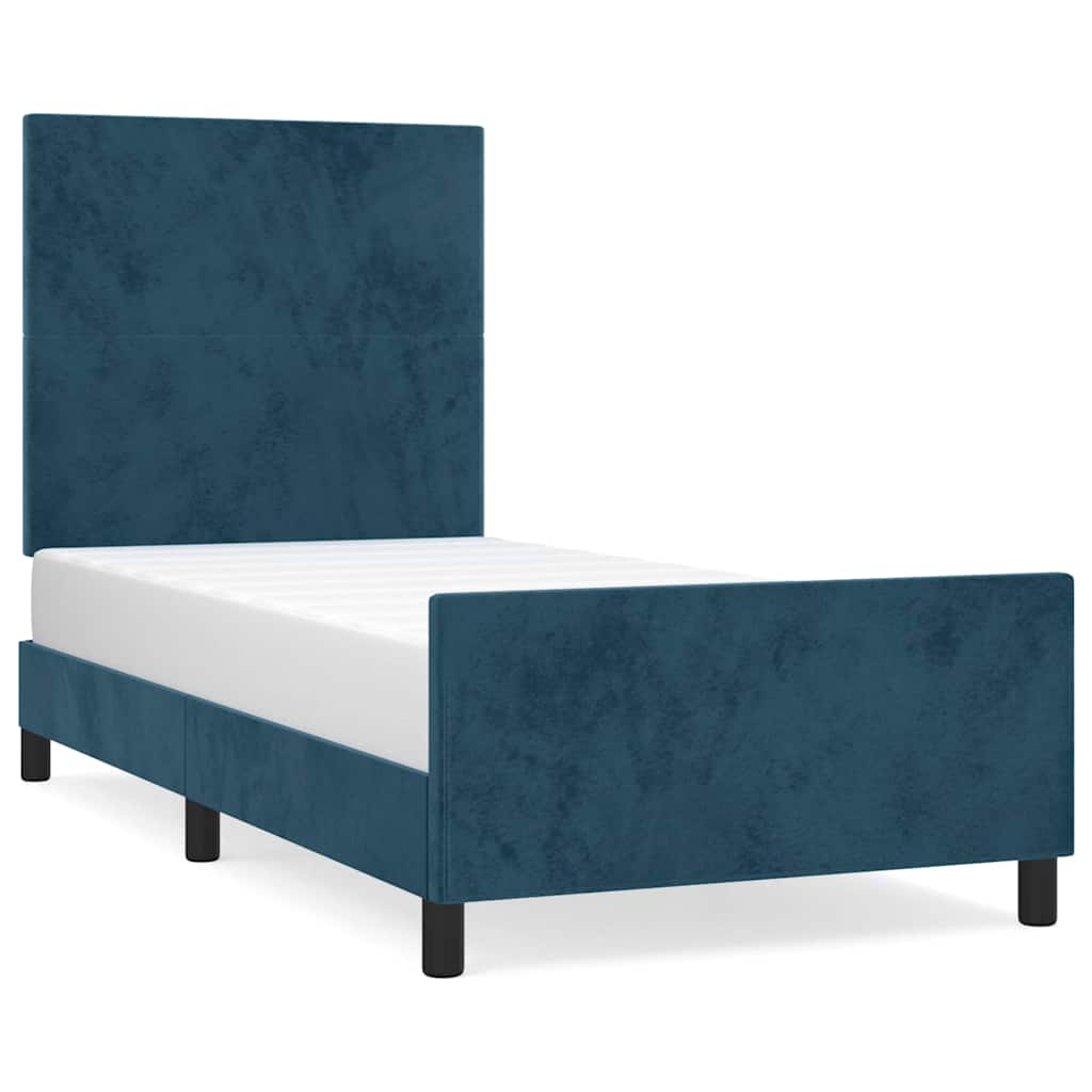Cadre de lit sans matelas bleu foncé 80x200 cm velours