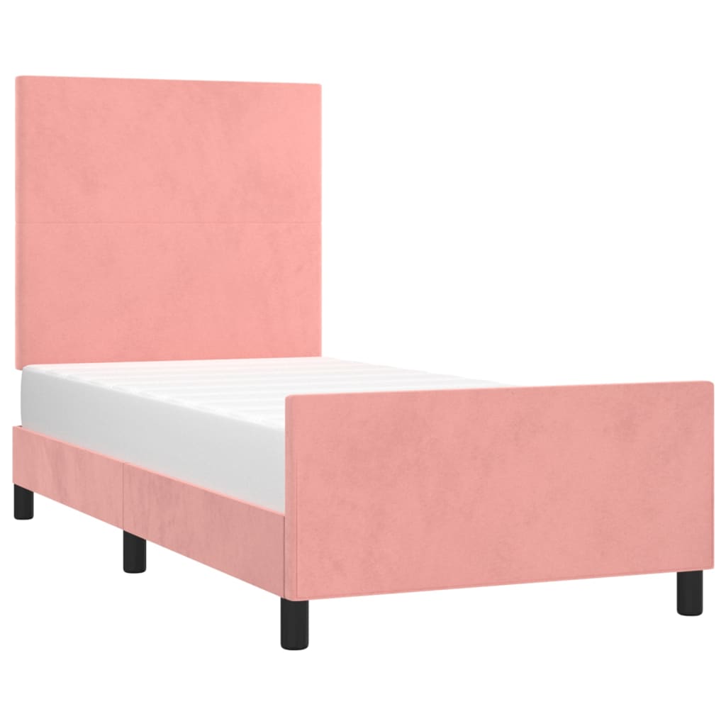 Cadre de lit sans matelas rose 80x200 cm velours - XIOS