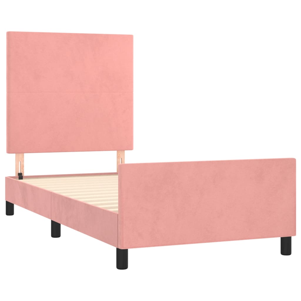 Cadre de lit sans matelas rose 80x200 cm velours - XIOS