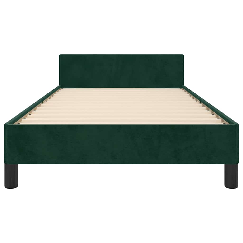 Cadre de lit sans matelas vert foncé 90x190 cm velours - XIOS