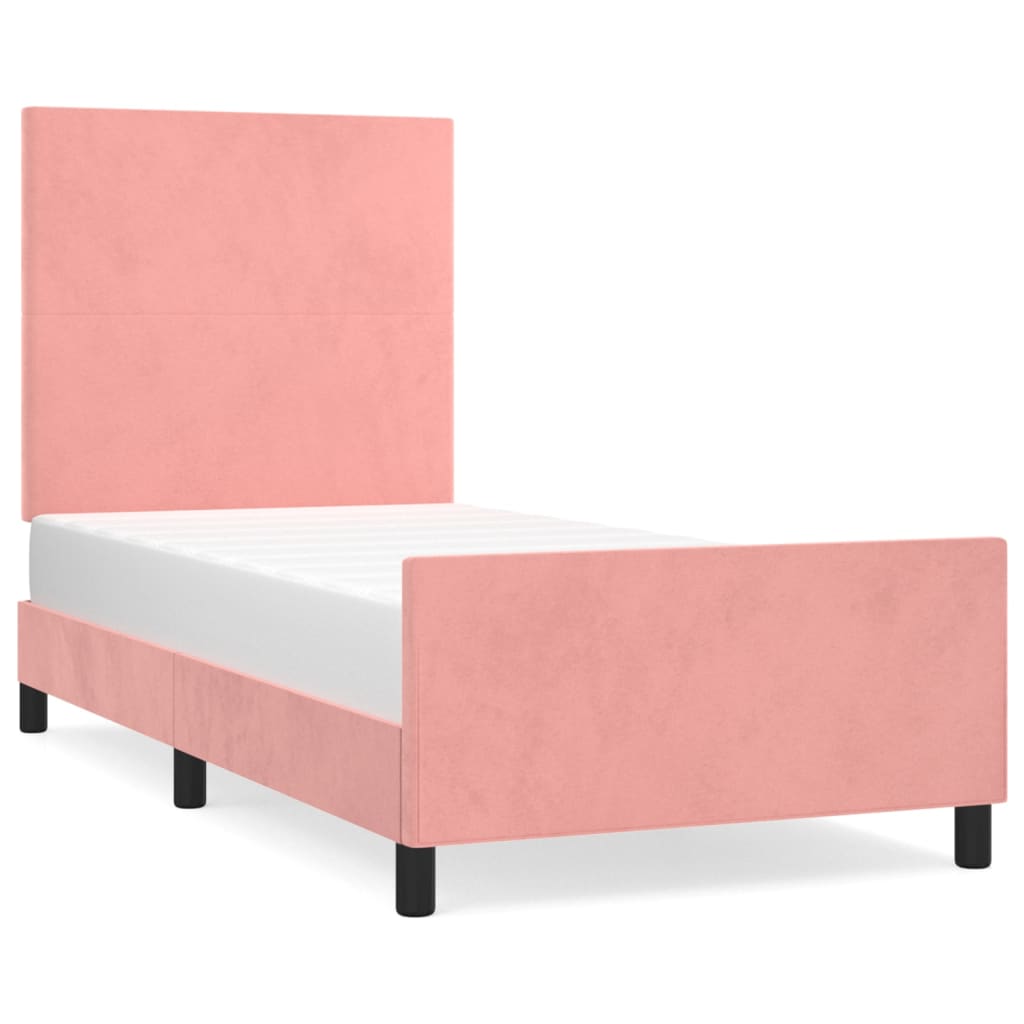 Cadre de lit sans matelas rose 90x190 cm velours - XIOS
