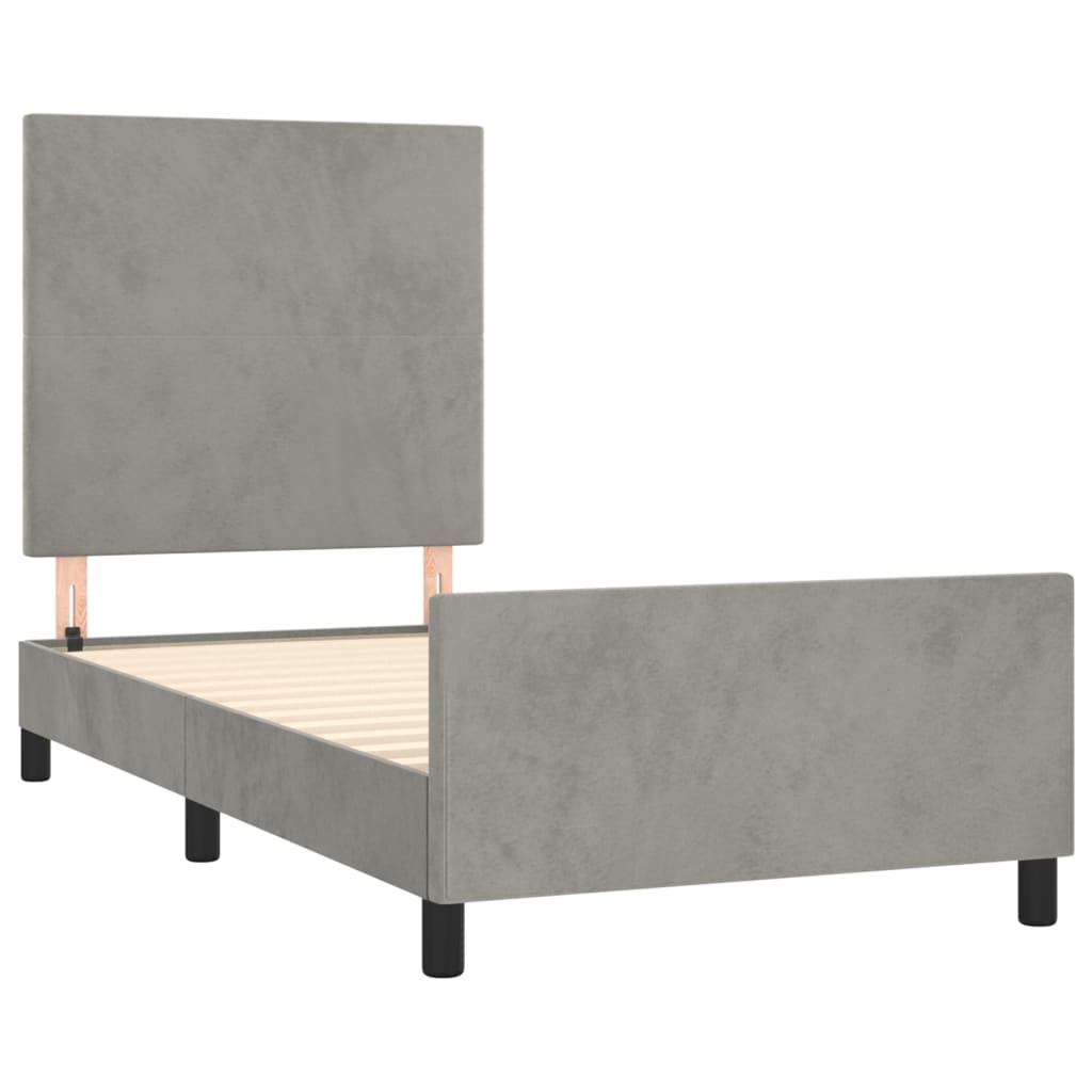 Cadre de lit sans matelas gris clair 90x200 cm velours - XIOS