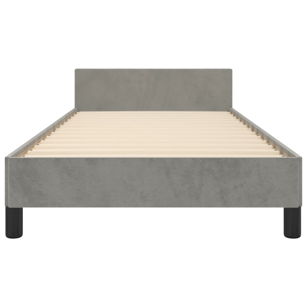 Cadre de lit sans matelas gris clair 90x200 cm velours - XIOS