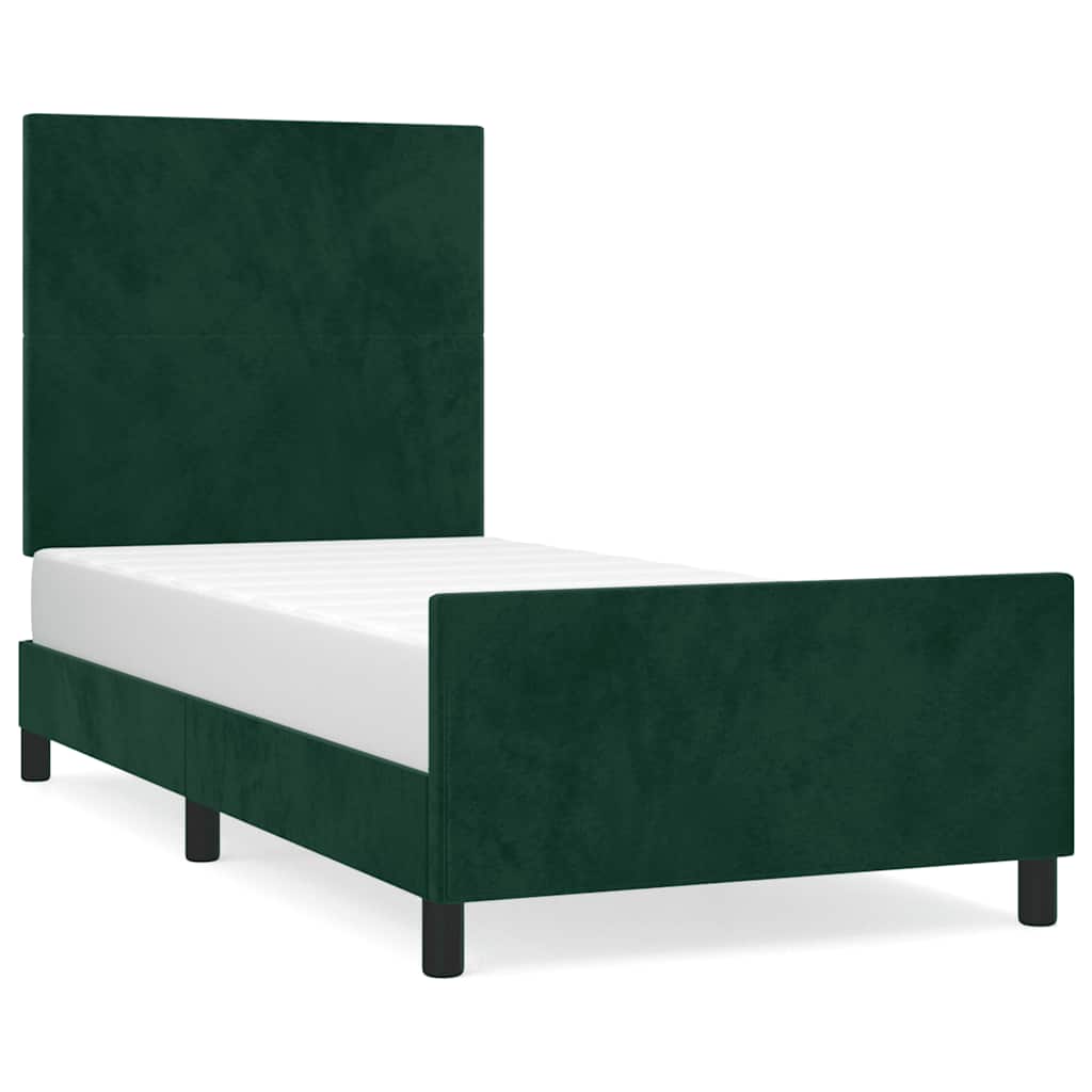 Cadre de lit sans matelas vert foncé 90x200 cm velours - XIOS