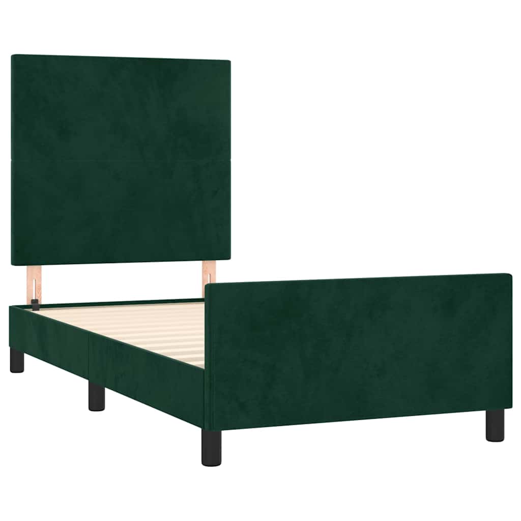 Cadre de lit sans matelas vert foncé 90x200 cm velours - XIOS
