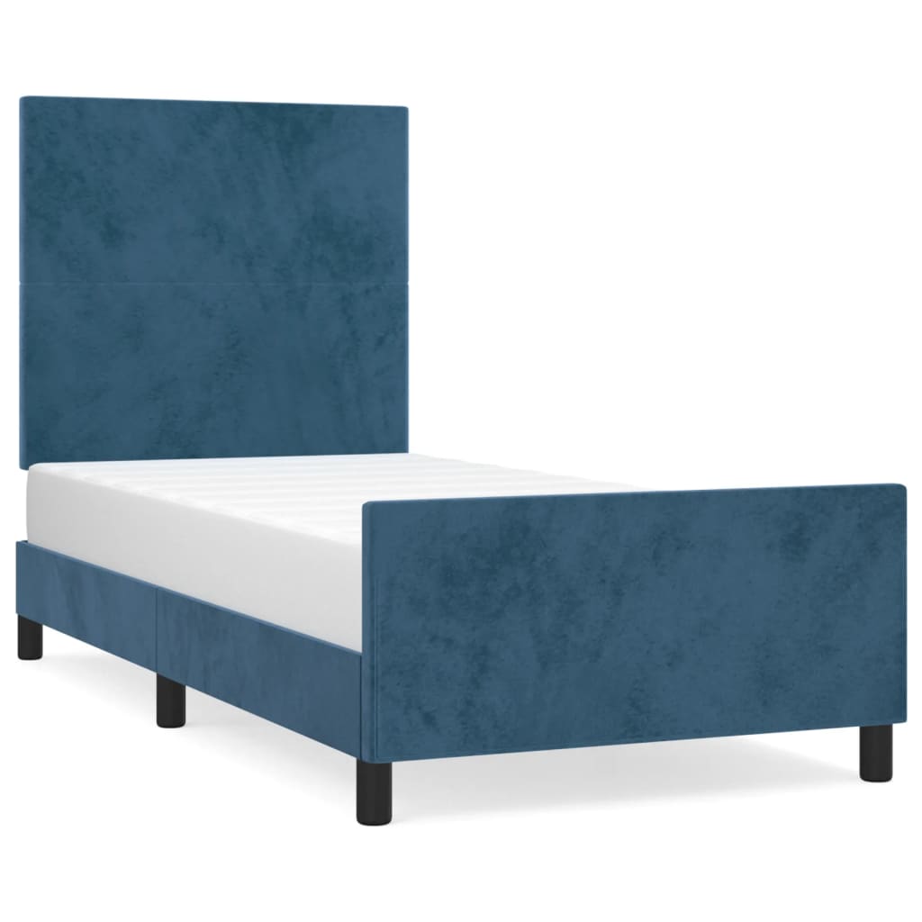 Cadre de lit sans matelas bleu foncé 90x200 cm velours - XIOS