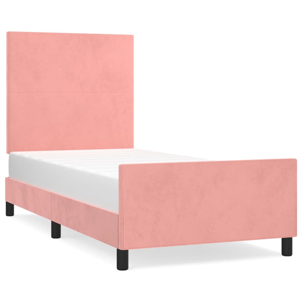 Cadre de lit sans matelas rose 90x200 cm velours - XIOS