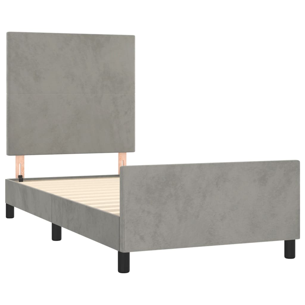 Cadre de lit sans matelas gris clair 100x200 cm velours - XIOS