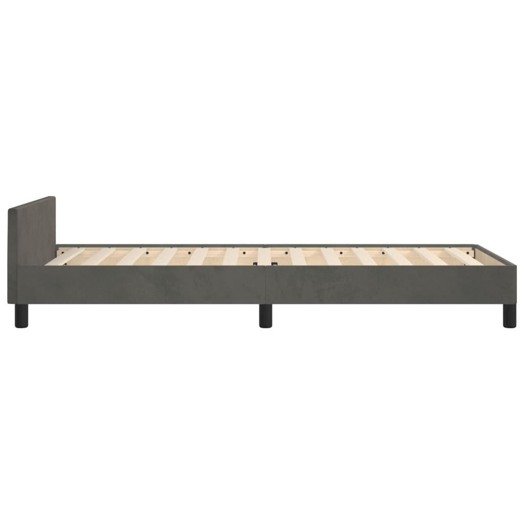 Cadre de lit sans matelas gris foncé 100x200 cm velours - XIOS