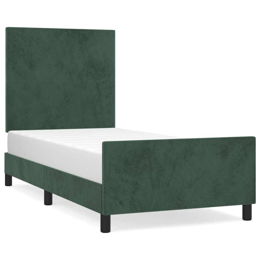 Cadre de lit sans matelas vert foncé 100x200 cm velours - XIOS